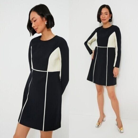 Tuckernuck NEW Navy and Cream Evie Long Sleeve Colorblock Mini Dress Size M
